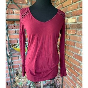 Ambiance Maternity Long sleeve Red Lacey- Medium